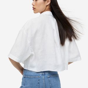 H&M Oversized White Linen Shirt | Size: M